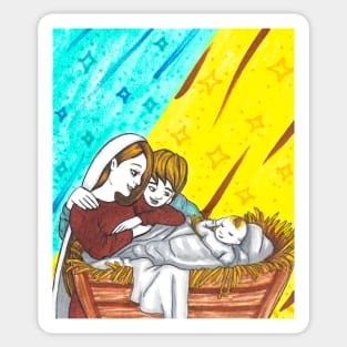 The birth of Jesus Sticker